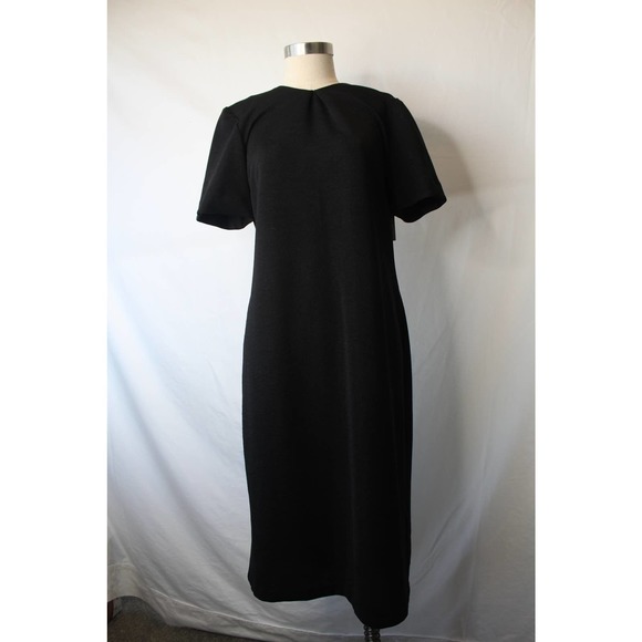 Vintage 80s 90s Pleated Black Dress 42" bust size 10 - Picture 5 of 10